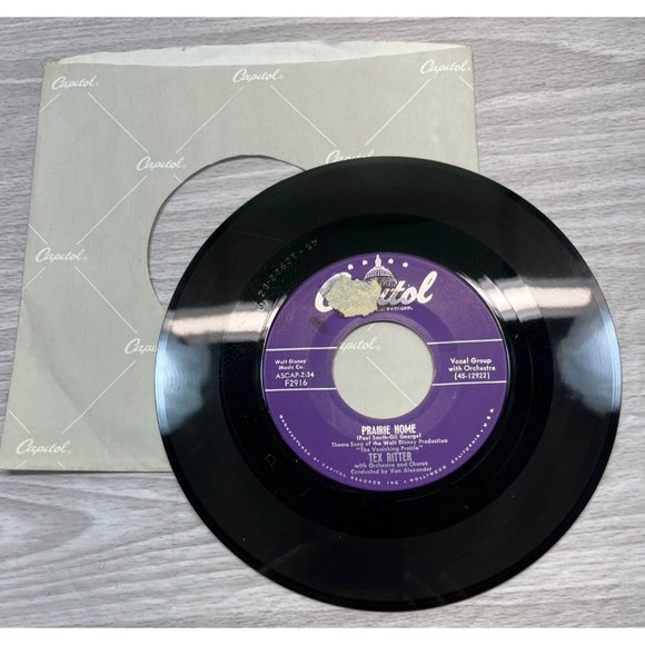 Tex Ritter The Bandit / Prairie Home 45 Country Capitol F- 2916 VG/VG+ - Picture 3 of 4